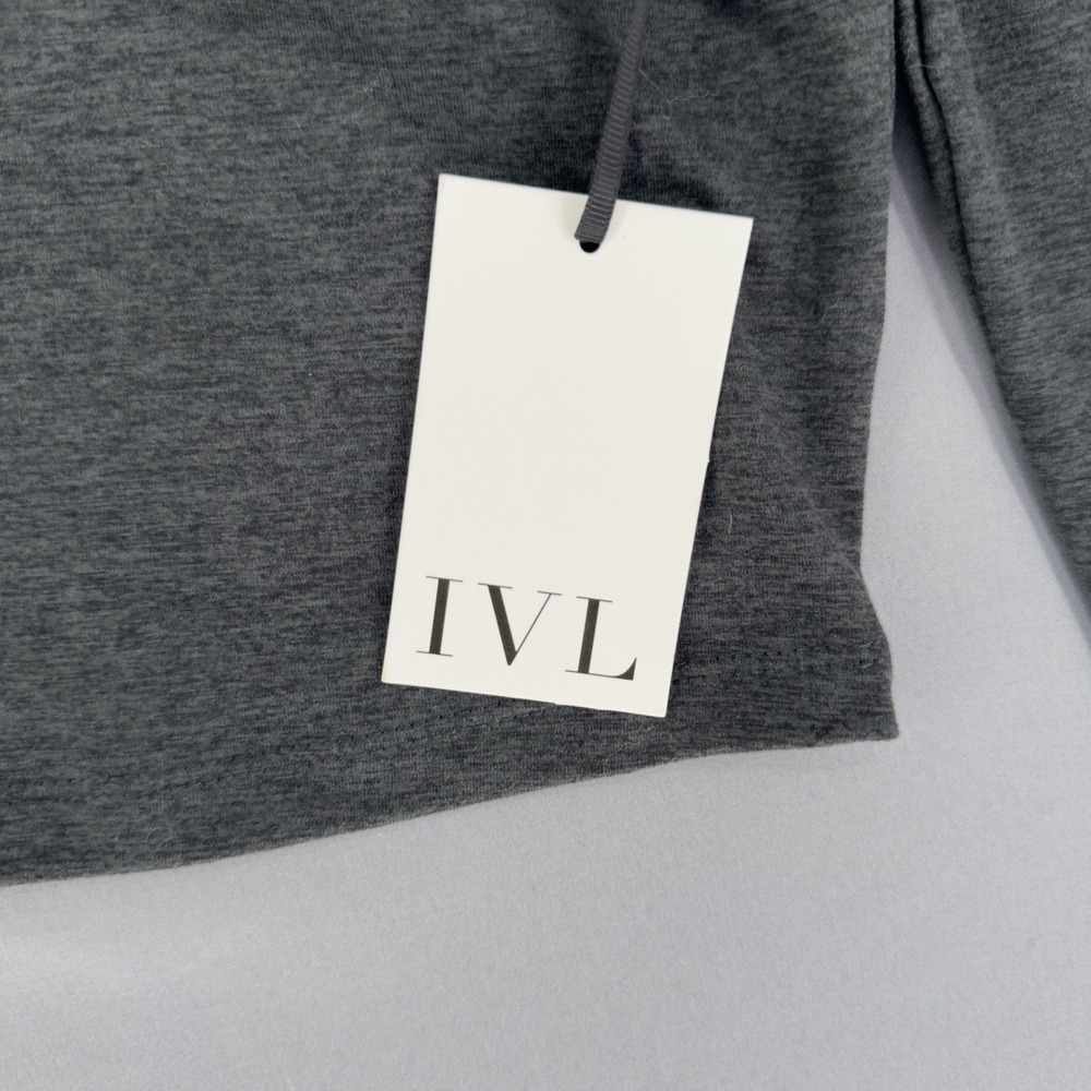 IVL Collective Womens Cropped Half-Zip Top Heather Jet Black Medium NWT